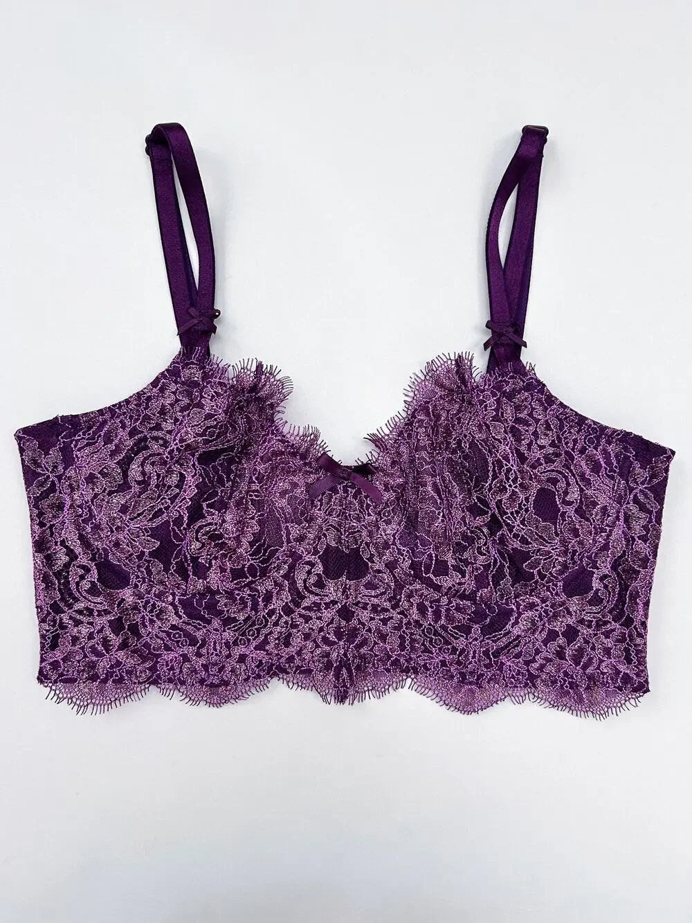 Victoria's Secret Dream Angels Push-Up Without Padding Purple Gold Lace Bra 32D